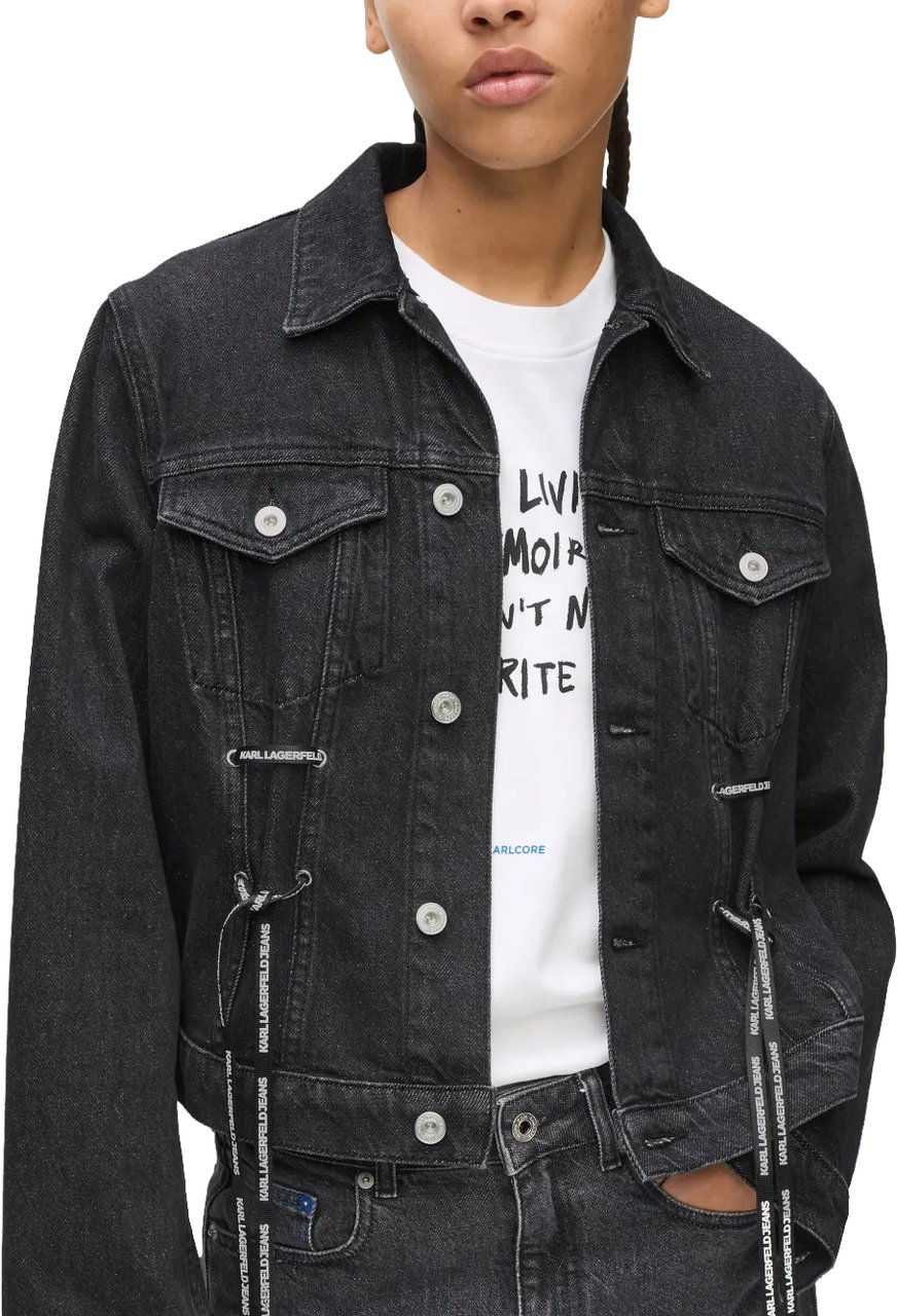 Karl Lagerfeld Tailored Structured Fit Jacket with Refined Detailing Zwart