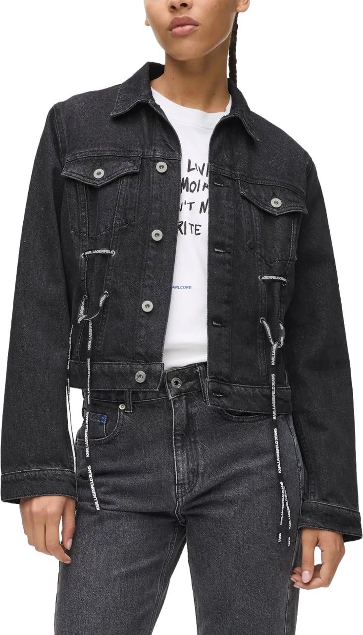 Karl Lagerfeld Tailored Structured Fit Jacket with Refined Detailing Zwart