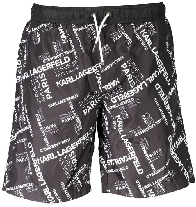 Karl Lagerfeld Karl Lagerfeld Nero Polyester Men Swimwear Boxer Zwart