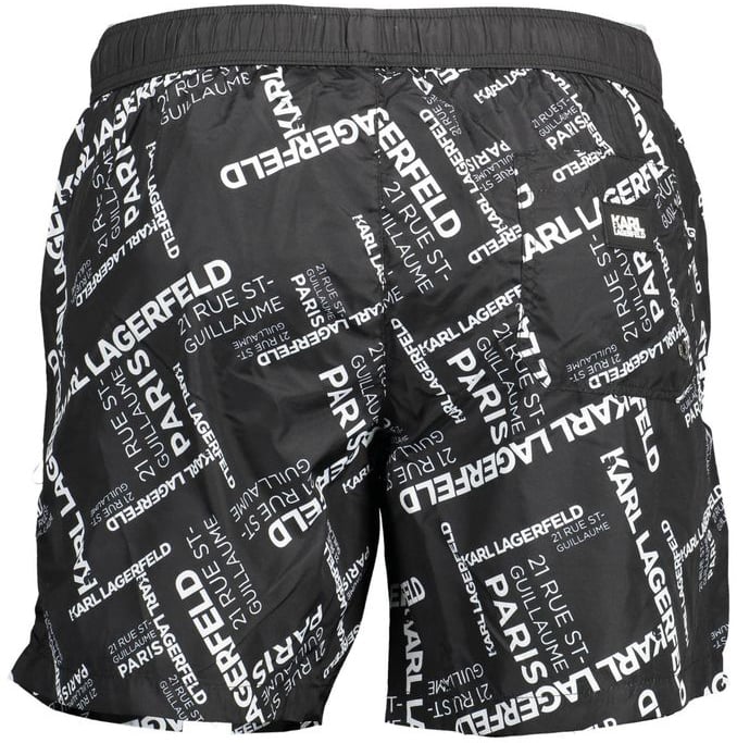 Karl Lagerfeld Karl Lagerfeld Black Polyester Men's Swim Trunk Zwart
