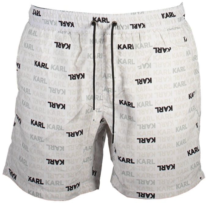 Karl Lagerfeld Karl Lagerfeld White Polyester Men's Swim Trunks Wit