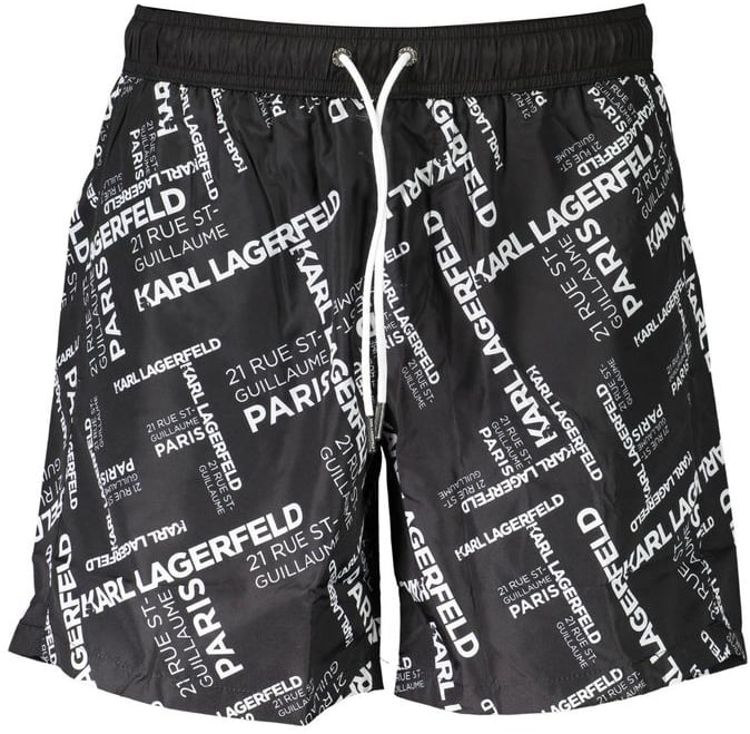 Karl Lagerfeld Karl Lagerfeld Black Polyester Men's Swim Trunk Zwart