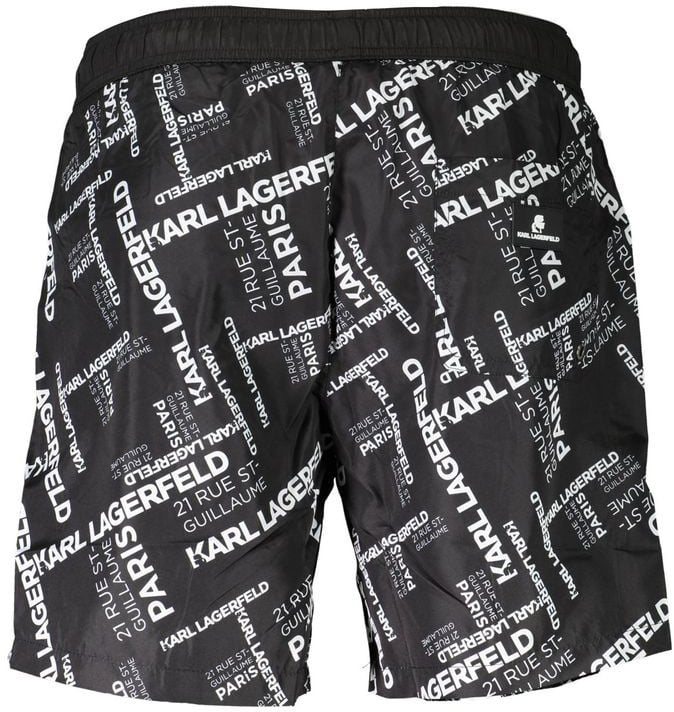 Karl Lagerfeld Karl Lagerfeld Black Polyester Men's Swim Trunk Zwart