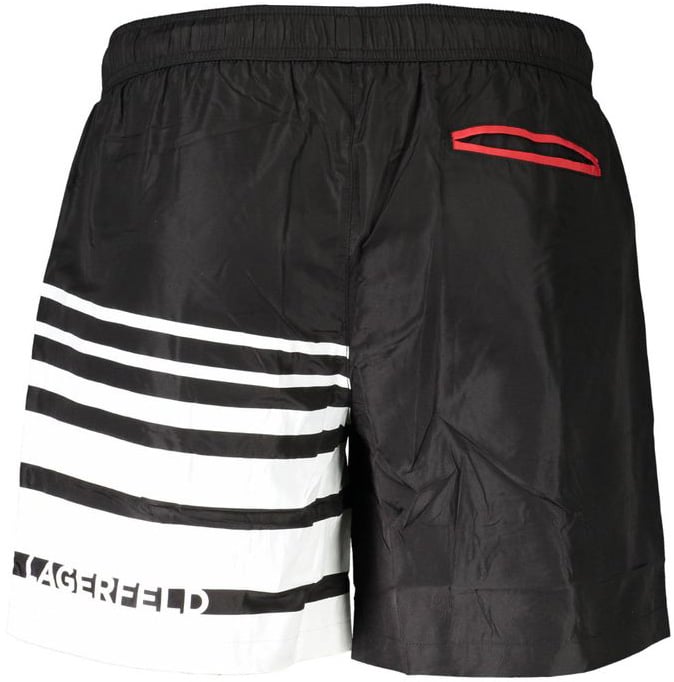 Karl Lagerfeld Karl Lagerfeld Black Polyester Men's Swim Trunk Zwart