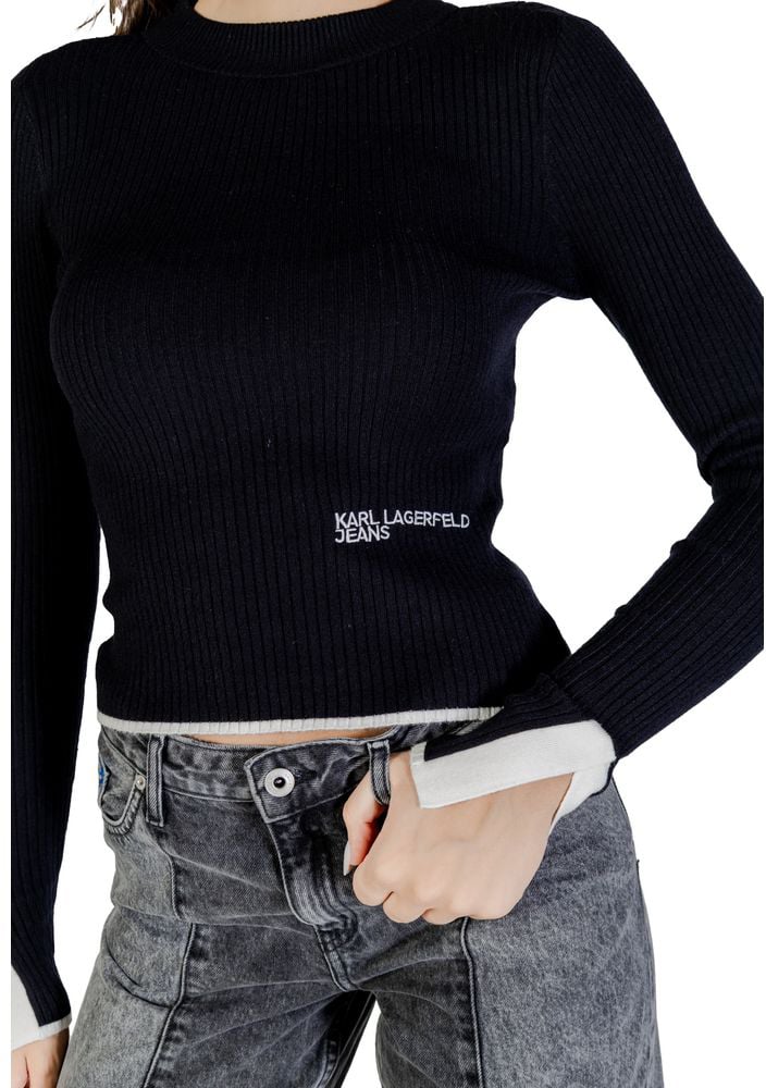 Karl Lagerfeld Black Viscose Sweatshirt Zwart