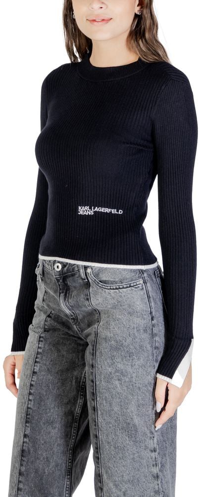 Karl Lagerfeld Black Viscose Sweatshirt Zwart