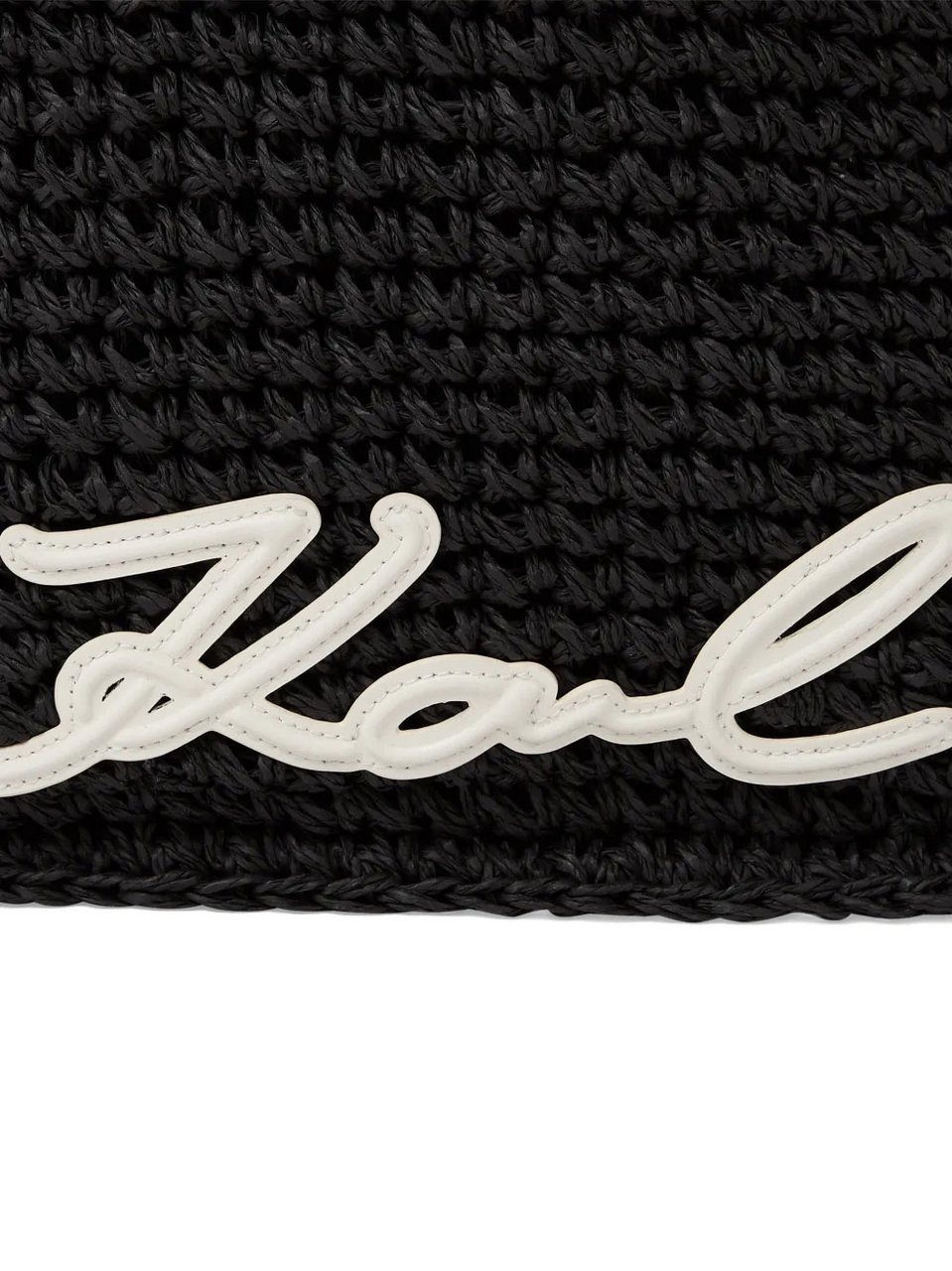 Karl Lagerfeld Woven Handbag with Ruched Handle and Signature Detail Zwart