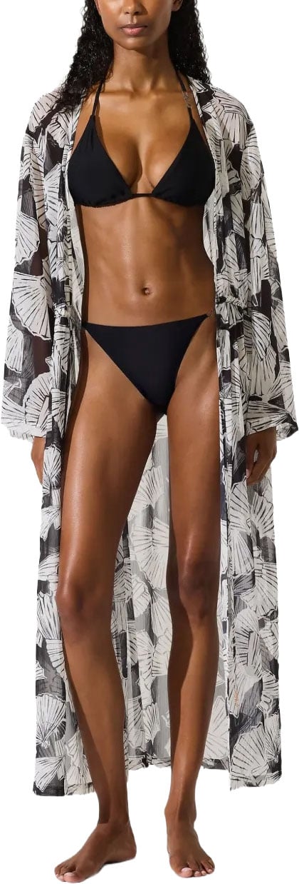 Karl Lagerfeld Mid-Calf Sheer Kaftan with Abstract Print Grijs