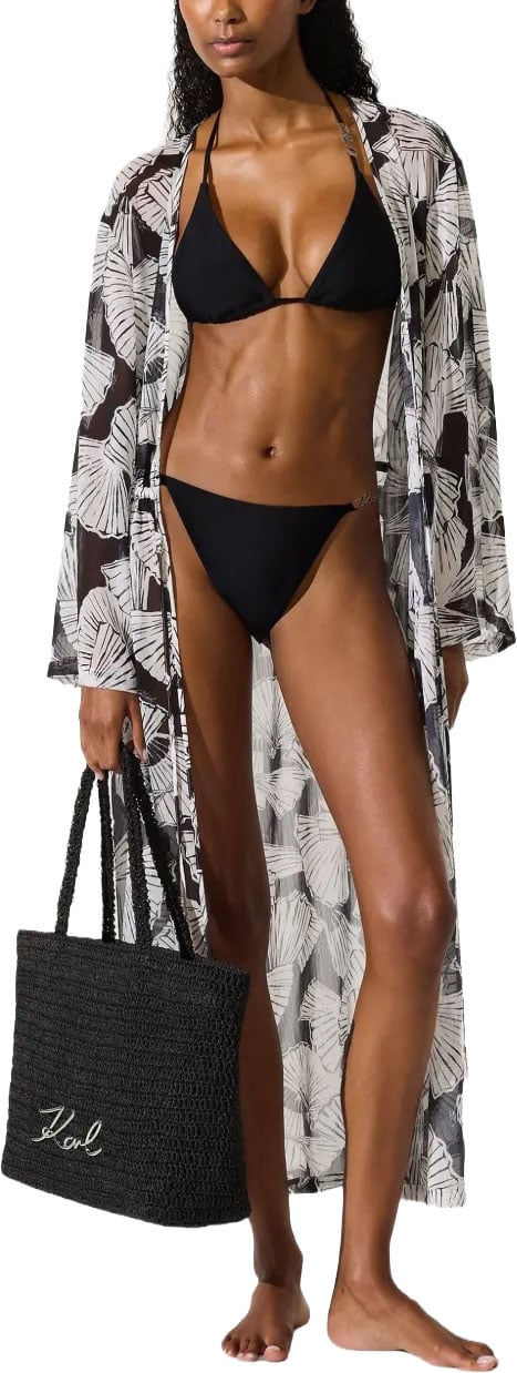 Karl Lagerfeld Mid-Calf Sheer Kaftan with Abstract Print Grijs