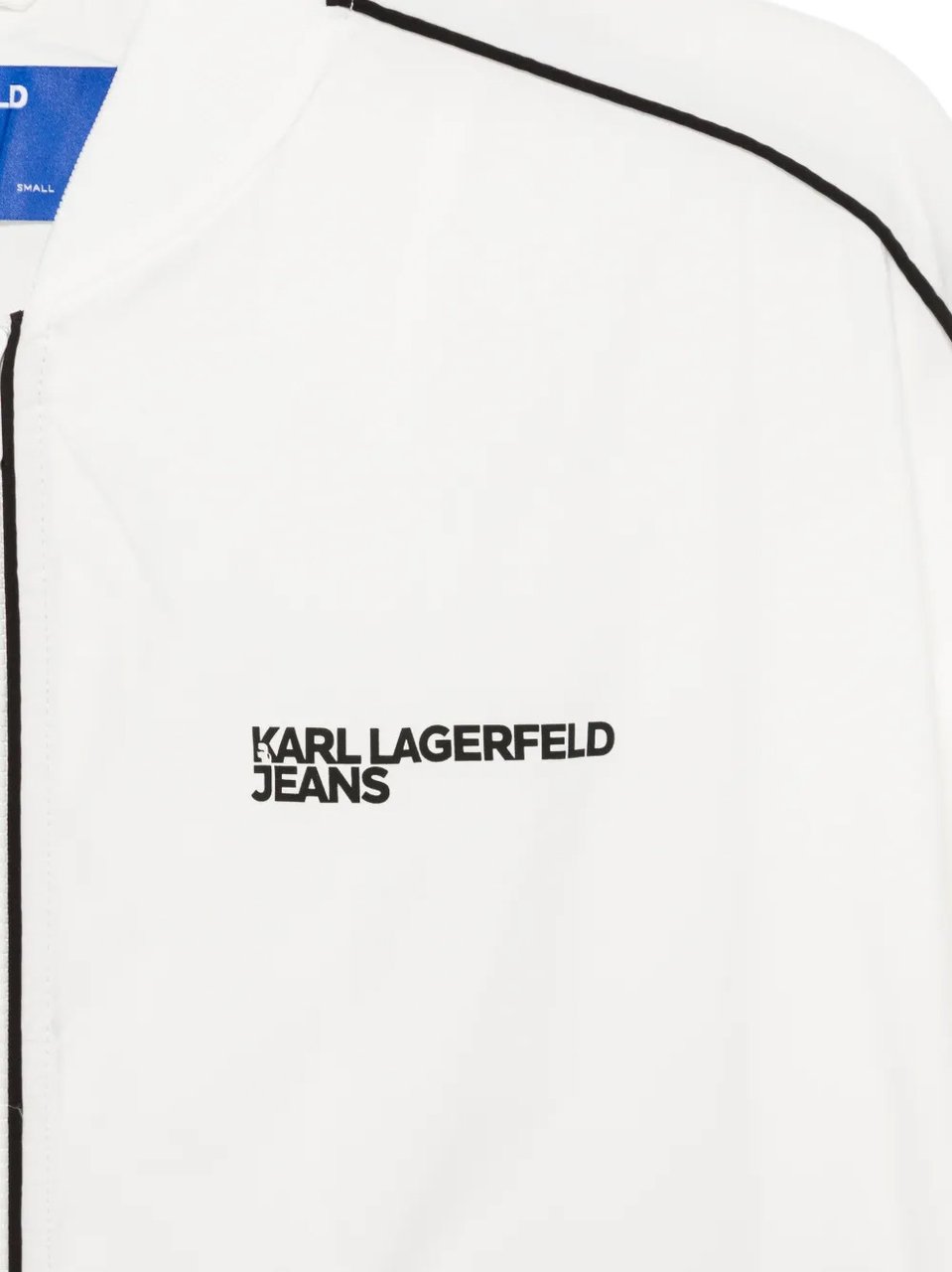 Karl Lagerfeld Cropped Bomber Jacket with Black Piping Wit