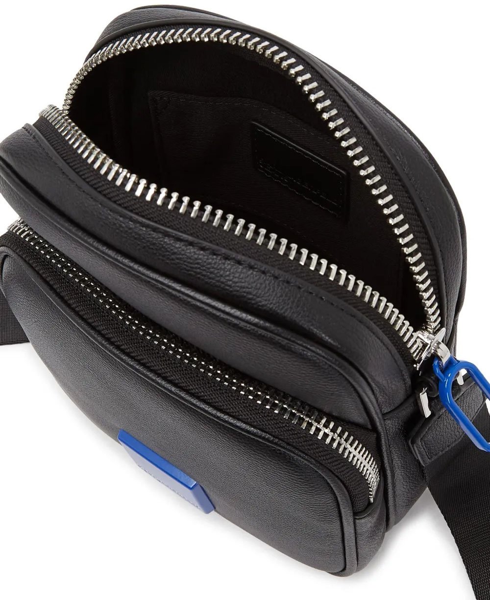Karl Lagerfeld Textured Black Crossbody Bag with Branding Zwart