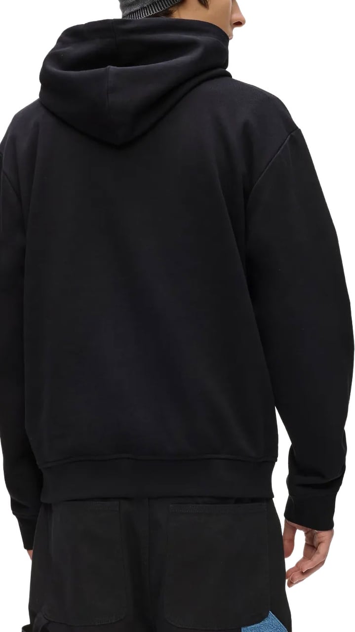 Karl Lagerfeld Hooded Sweatshirt with Denim Patch Pocket Zwart