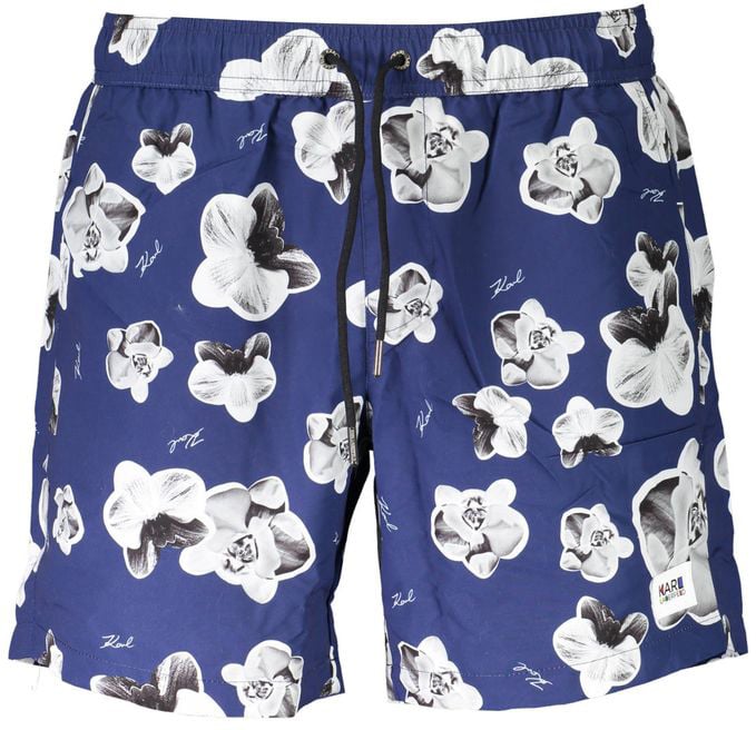 Karl Lagerfeld Karl Lagerfeld Blue Polyester Men's Swim Boxer Blauw