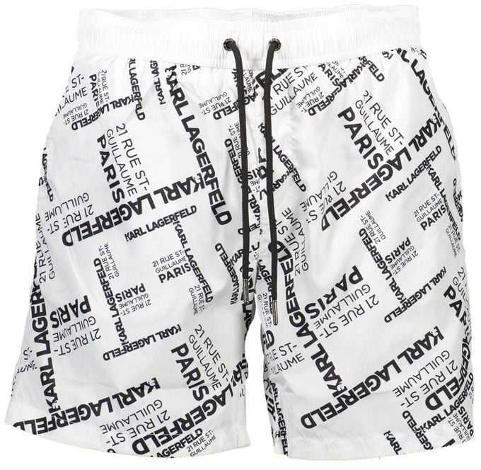Karl Lagerfeld Karl Lagerfeld White Polyester Men's Swim Boxer Wit