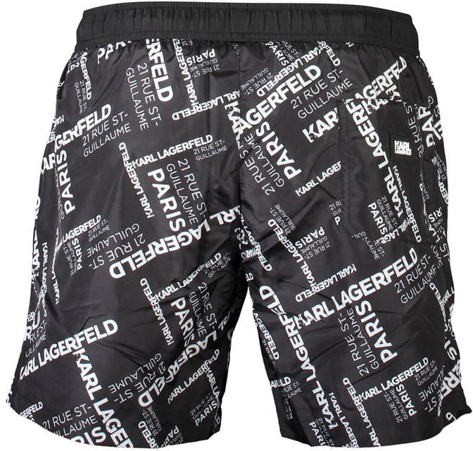 Karl Lagerfeld Black Polyester Men's Swim Boxer Zwart