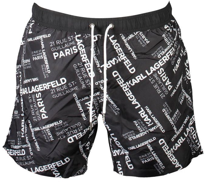 Karl Lagerfeld Black Polyester Men's Swim Boxer Zwart