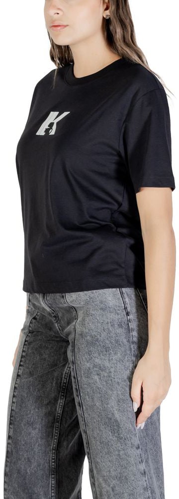 Karl Lagerfeld Black Cotton T-Shirt Zwart