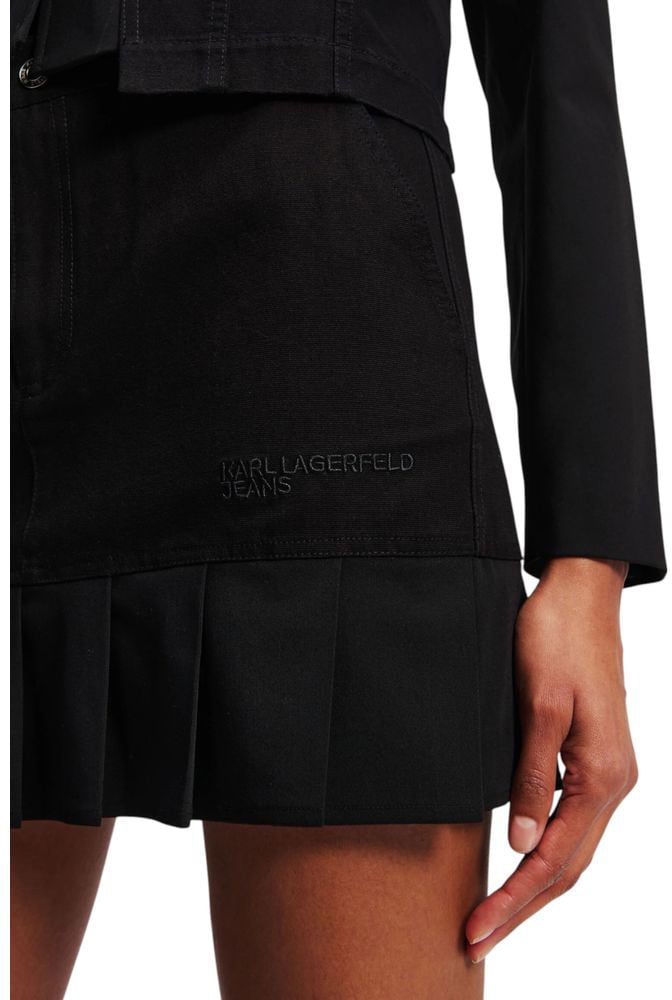Karl Lagerfeld Black Cotton Mini Skirt Zwart