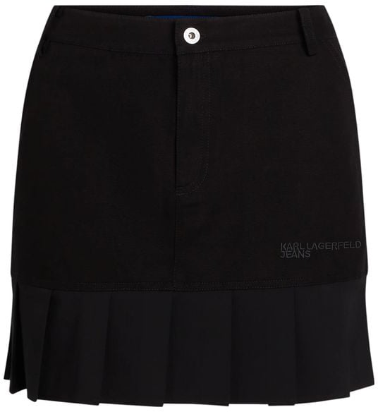 Karl Lagerfeld Black Cotton Mini Skirt Zwart
