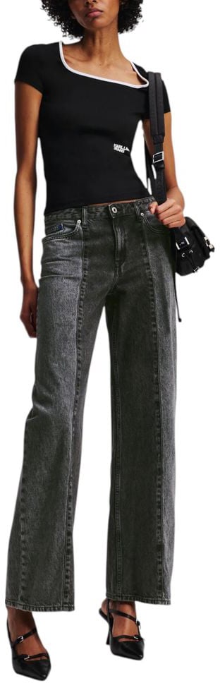Karl Lagerfeld Black Cotton Relaxed Fit Jeans Zwart