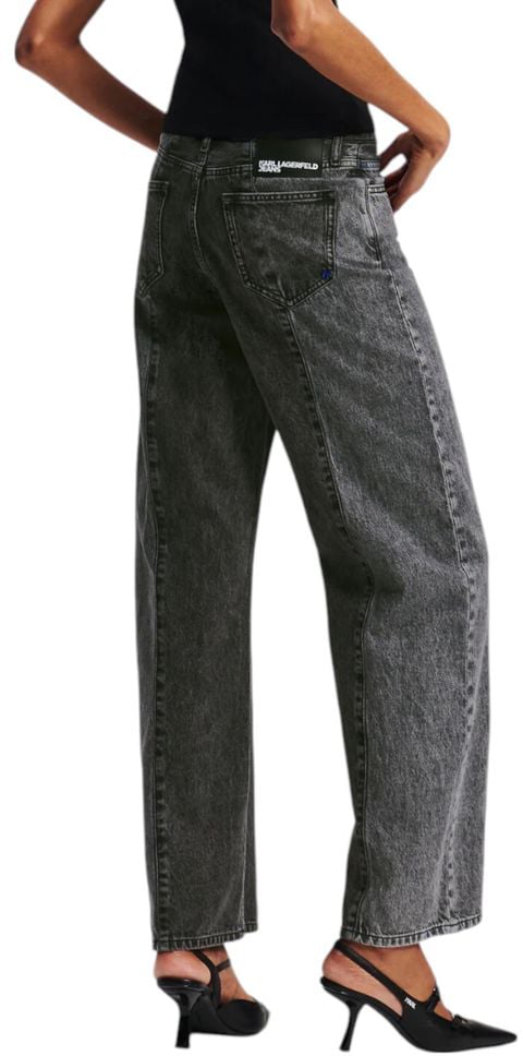 Karl Lagerfeld Black Cotton Relaxed Fit Jeans Zwart