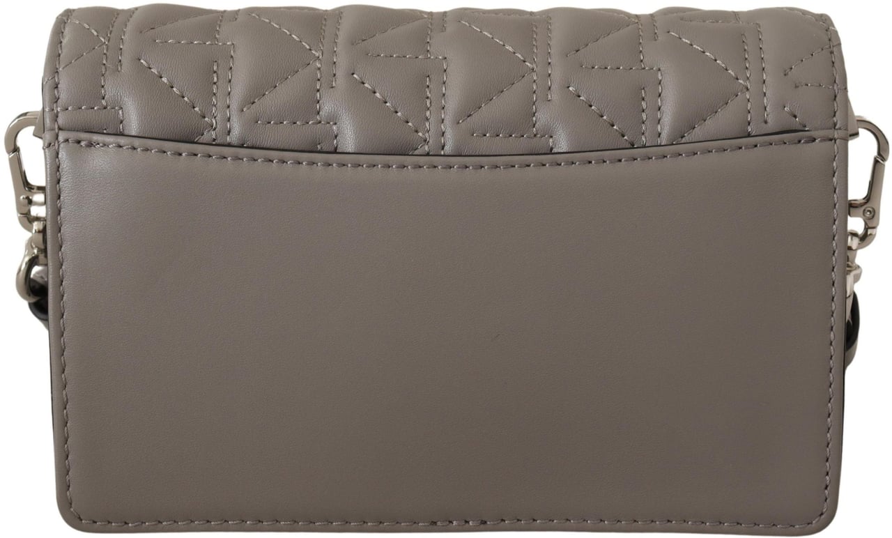 Karl Lagerfeld Light Grey Leather Crossbody Bag Grijs