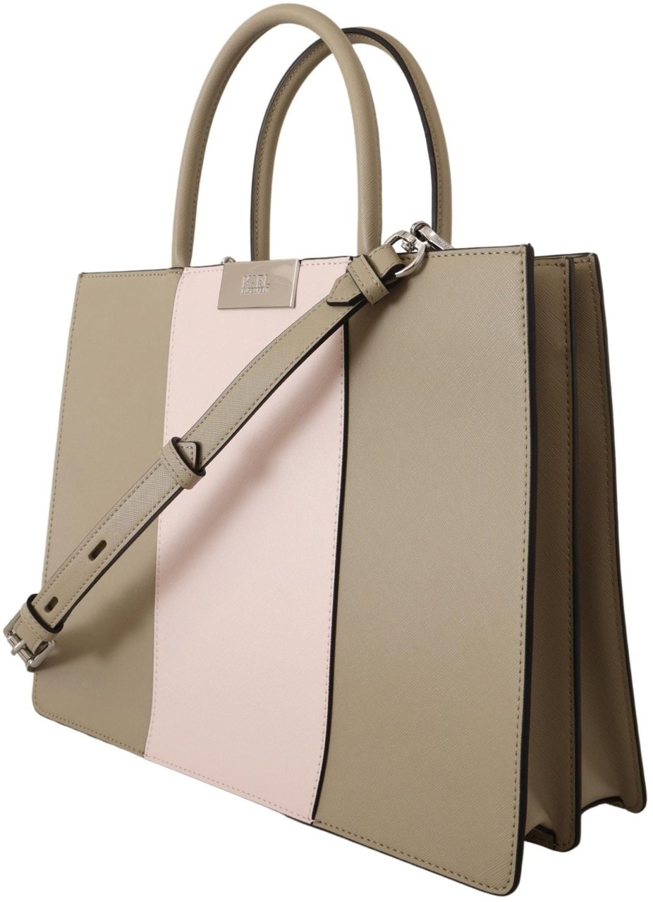Karl Lagerfeld Sage Green Polyurethane Tote Shoulder Bag Groen