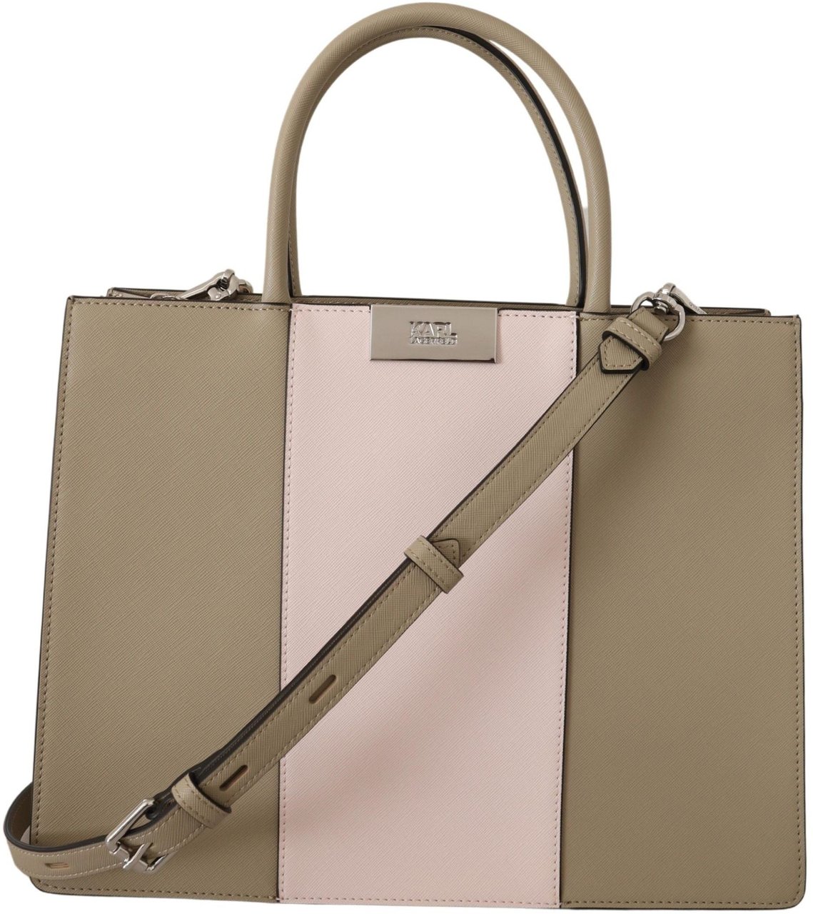 Karl Lagerfeld Sage Green Polyurethane Tote Shoulder Bag Groen