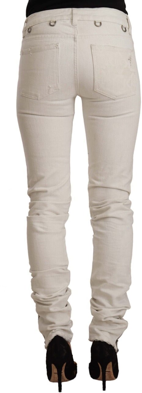 Karl Lagerfeld White Mid Waist Cotton Denim Slim Fit Jeans Wit