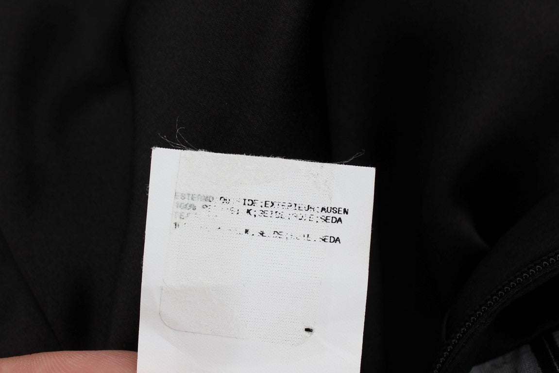 Karl Lagerfeld Gray Black Silk Blouse Top Grijs