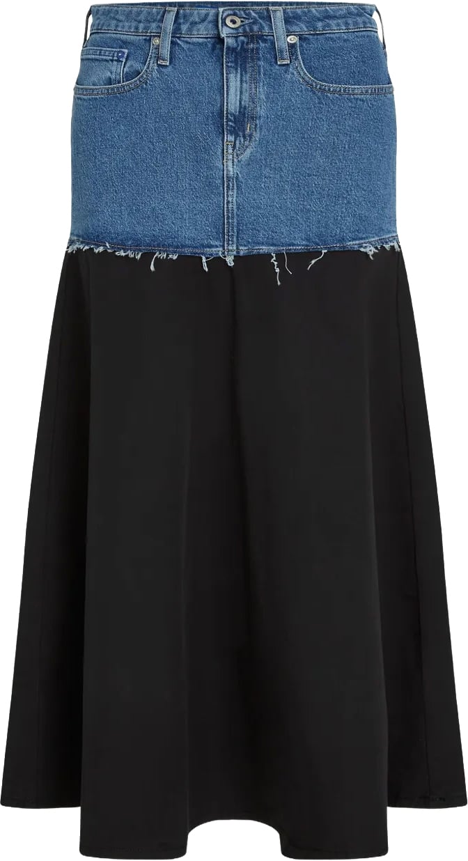 Karl Lagerfeld Midi Skirt with Denim-Effect Waist Zwart