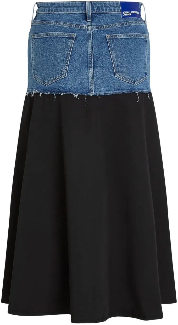 Karl Lagerfeld Midi Skirt with Denim-Effect Waist Zwart