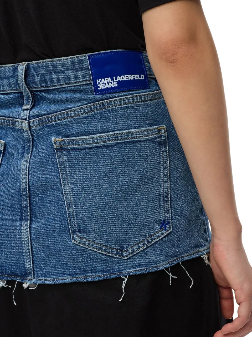 Karl Lagerfeld Midi Skirt with Denim-Effect Waist Zwart