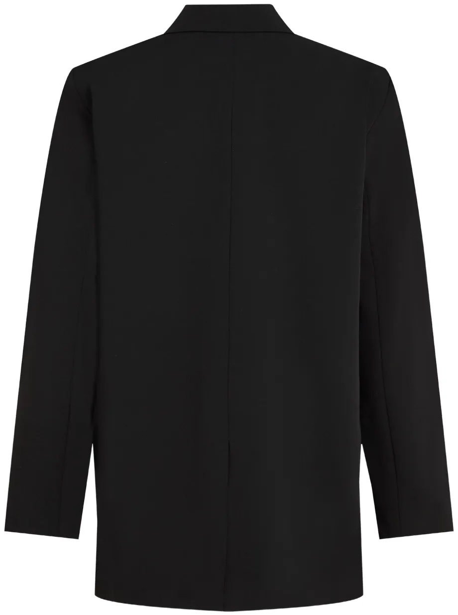 Karl Lagerfeld Tailored Black Blazer with Contrasting Denim Patch Detail Zwart