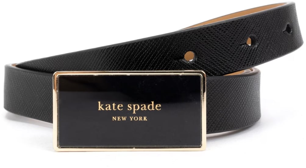 Kate Spade New York Logo Plaque Leather Belt Zwart
