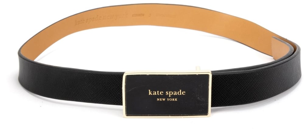 Kate Spade New York Logo Plaque Leather Belt Zwart