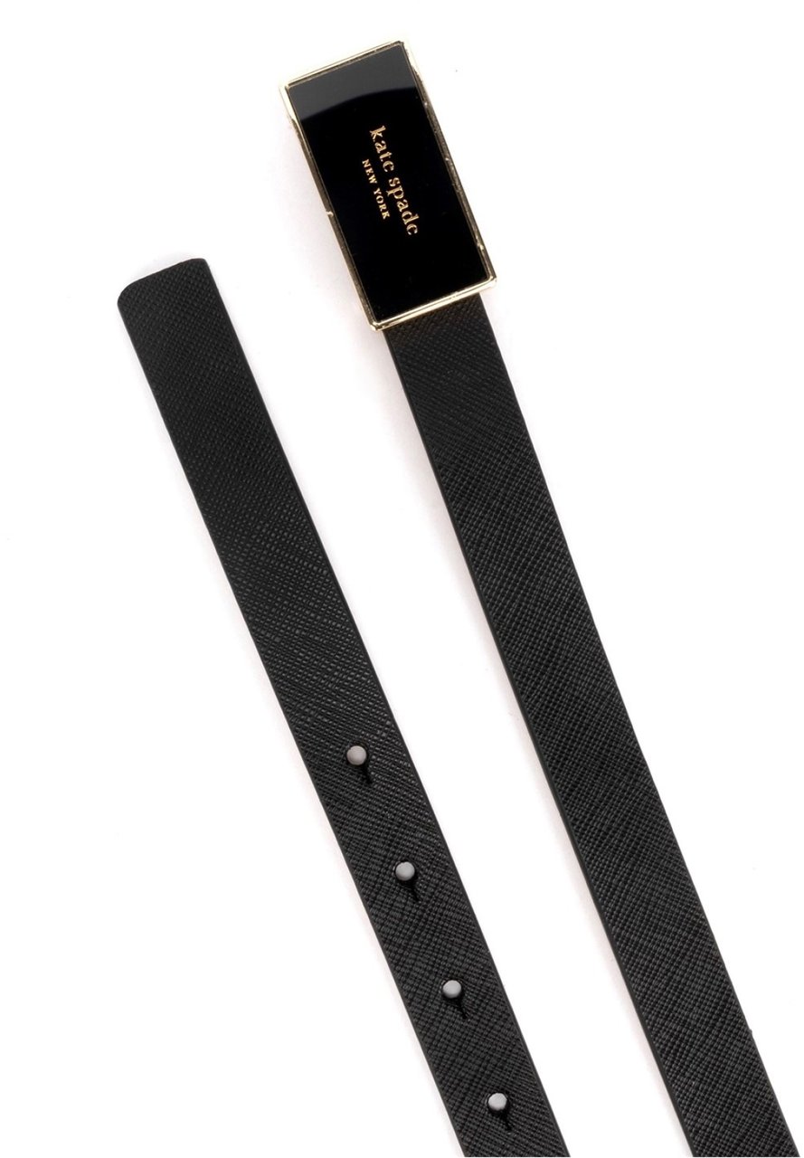 Kate Spade New York Logo Plaque Leather Belt Zwart