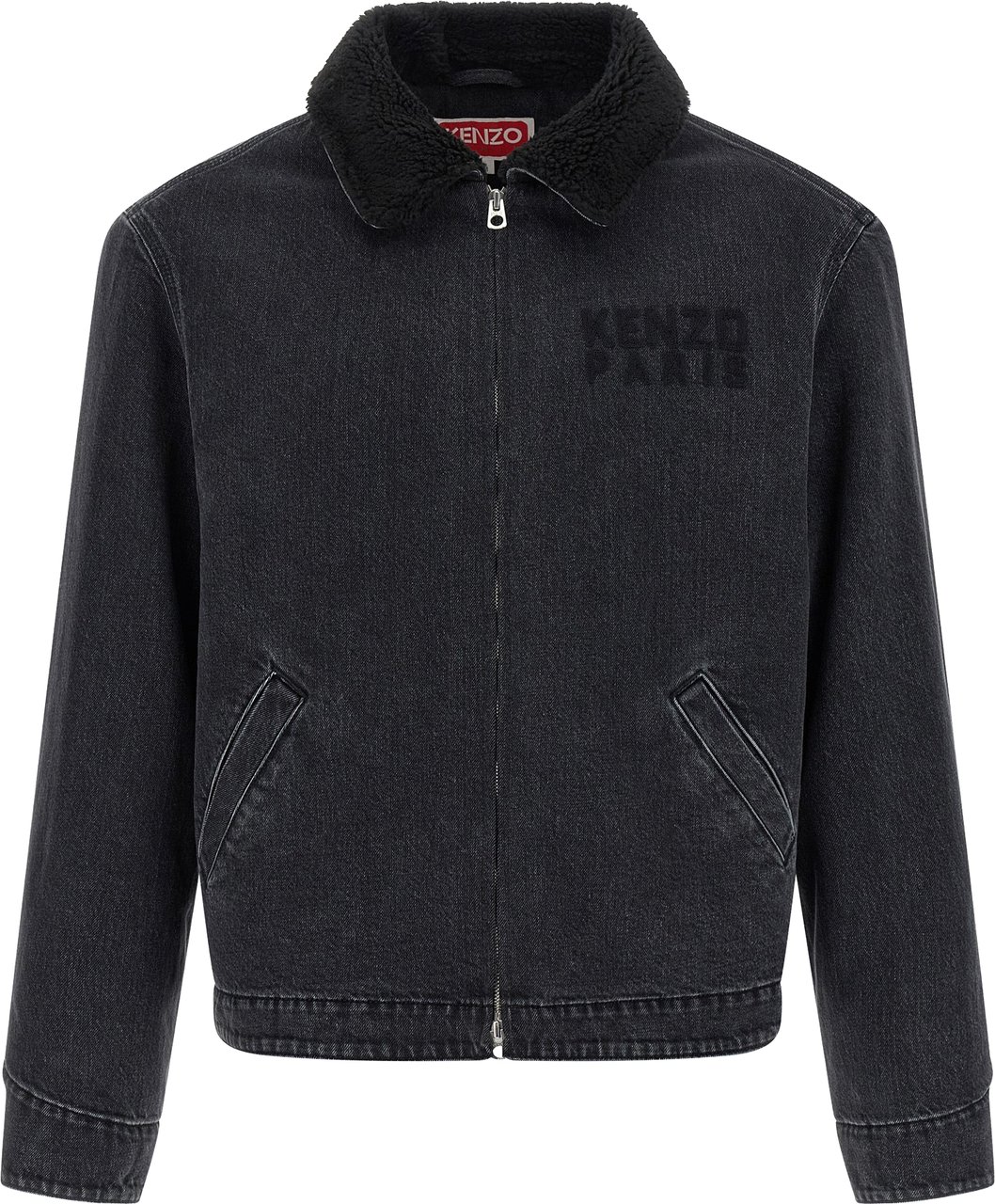 Kenzo Black Cotton Denim Jacket Zwart