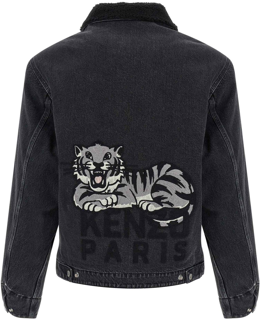 Kenzo Black Cotton Denim Jacket Zwart
