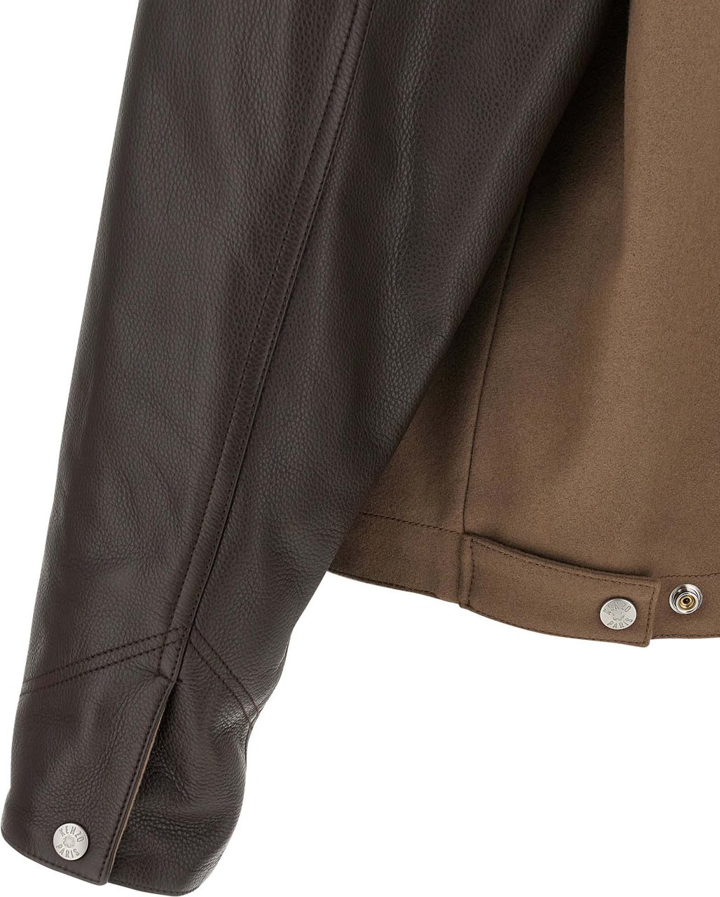 Kenzo Brown Virgin Wool Leather Jacket Bruin