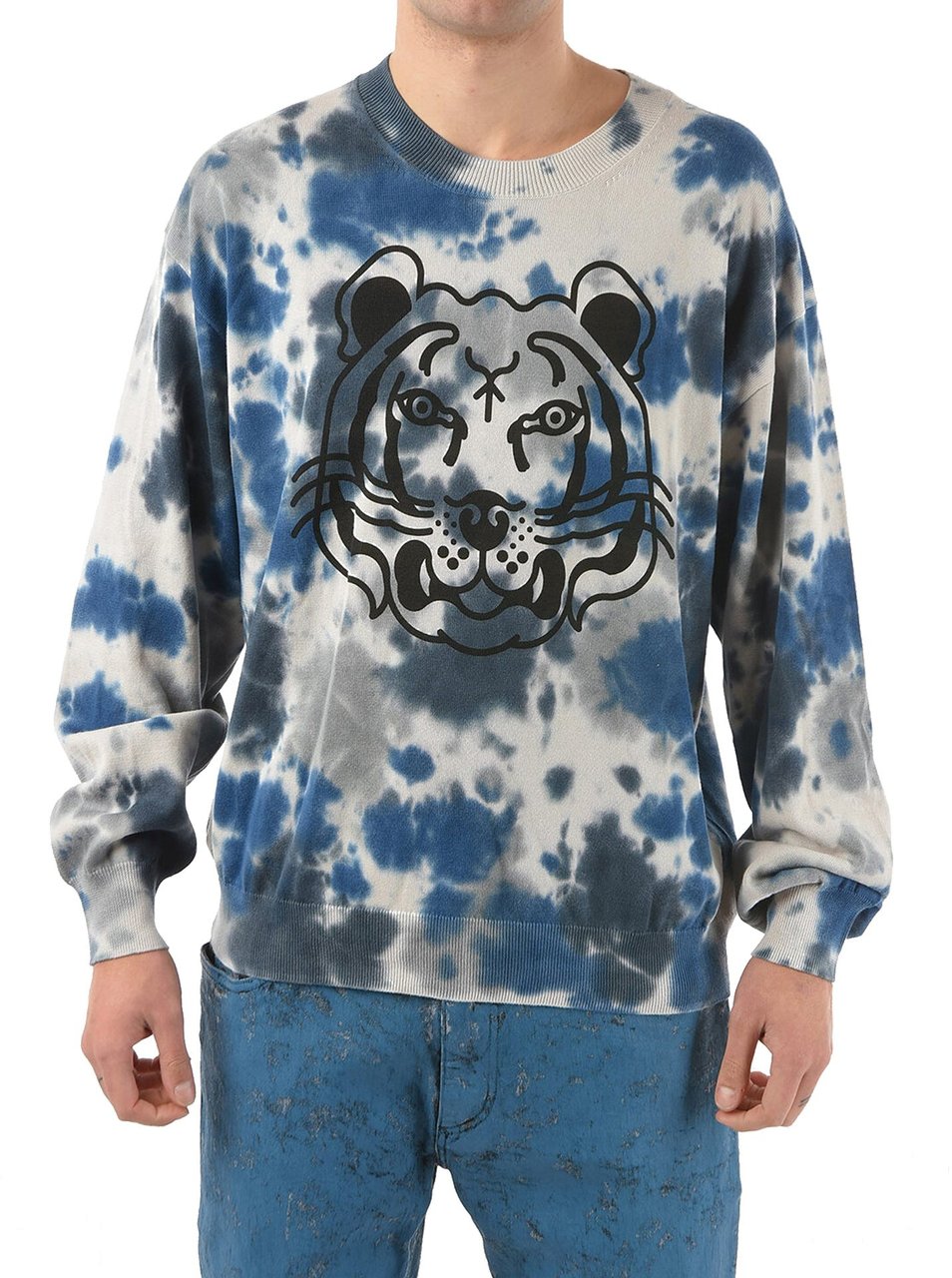 Kenzo Cotton Printed Sweater Grijs