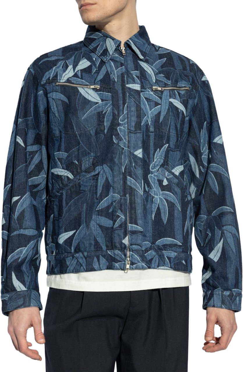 Kenzo Indigo Blue Zip-Up Jacket Grijs