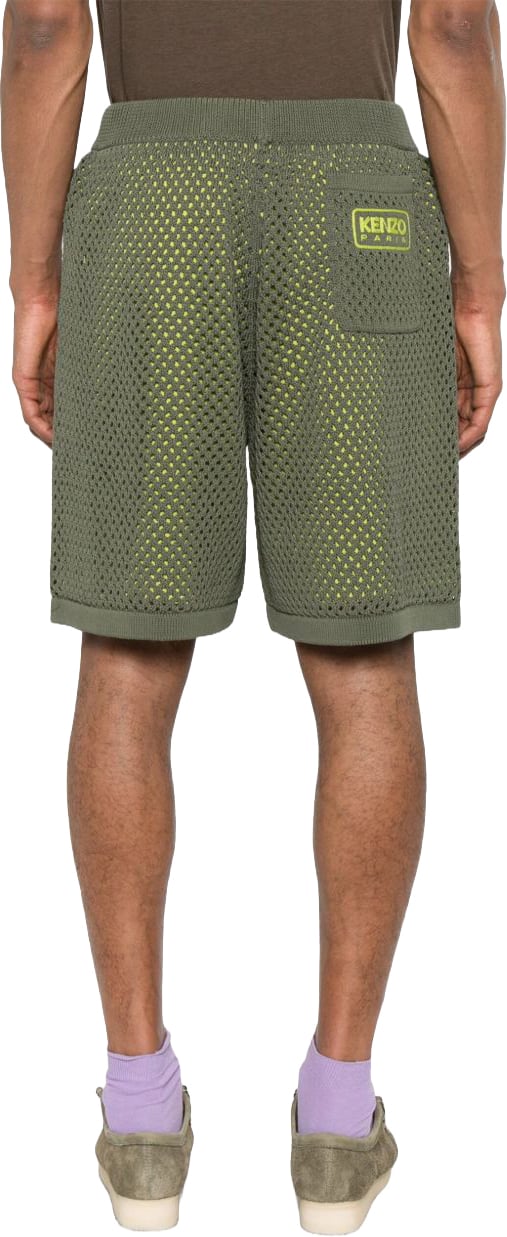 Kenzo Olive Green Mesh Overlay Shorts Grijs
