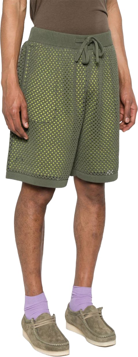 Kenzo Olive Green Mesh Overlay Shorts Grijs
