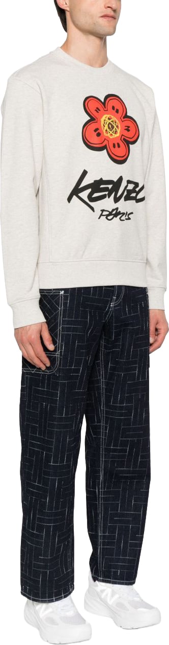 Kenzo Flower Graphic Print Cotton Sweatshirt Neutraal