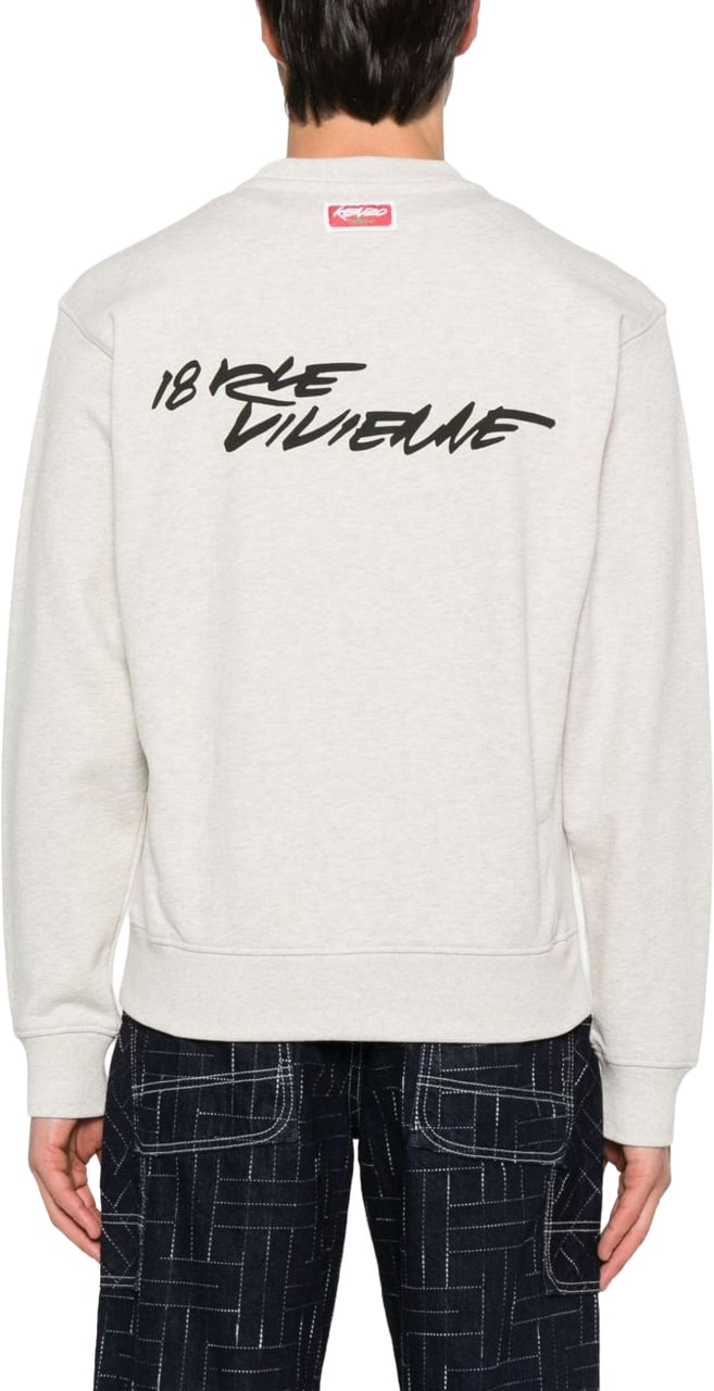 Kenzo Flower Graphic Print Cotton Sweatshirt Neutraal