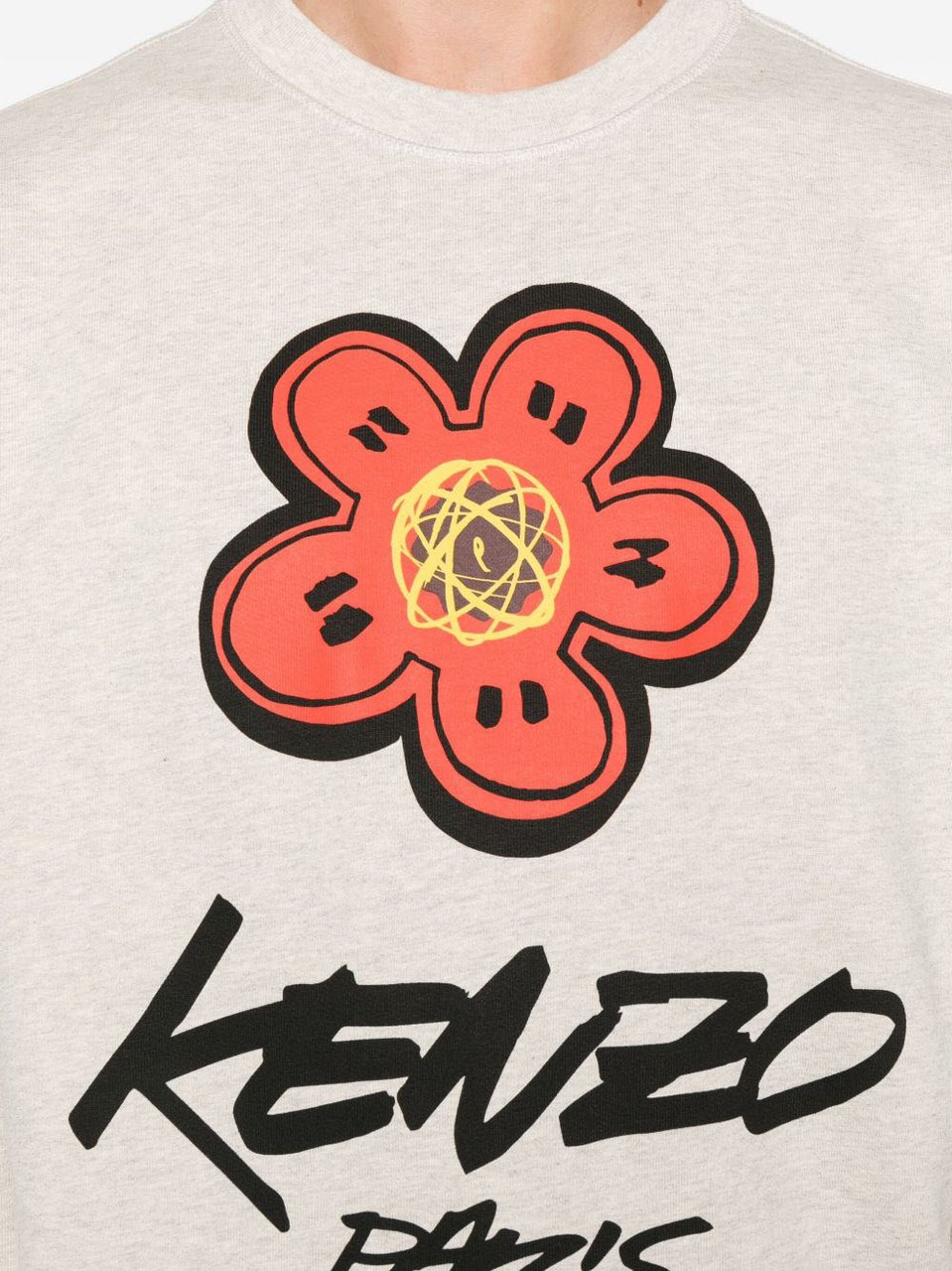 Kenzo Flower Graphic Print Cotton Sweatshirt Neutraal