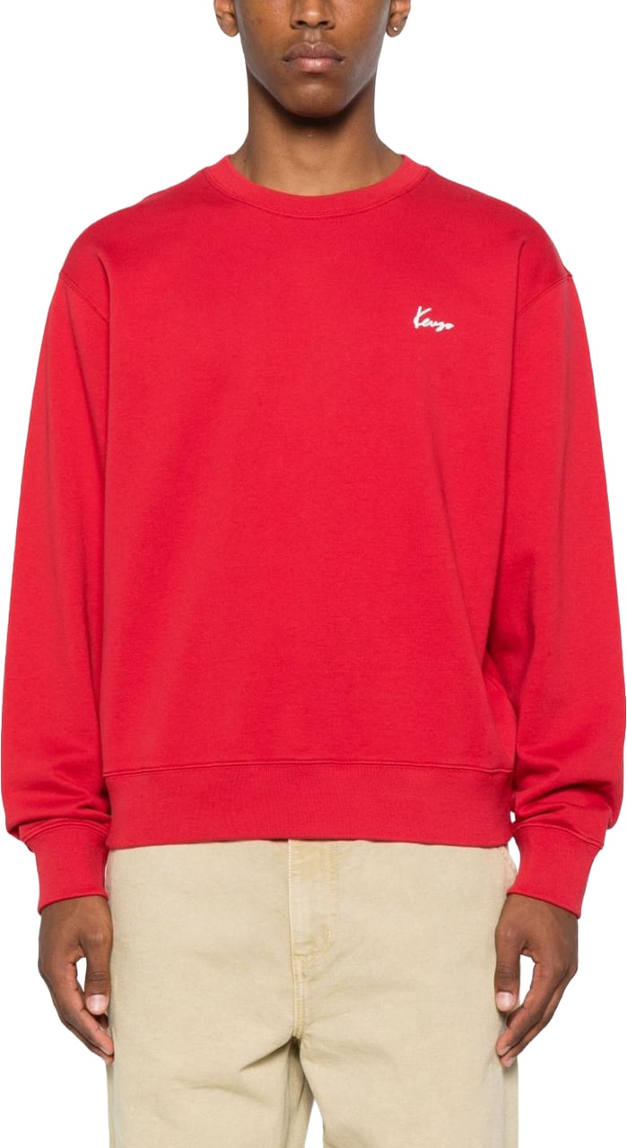 Kenzo Floral Print Cotton Sweatshirt Rood