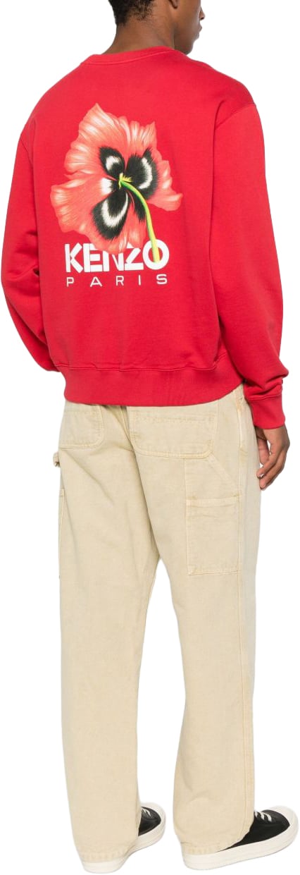 Kenzo Floral Print Cotton Sweatshirt Rood