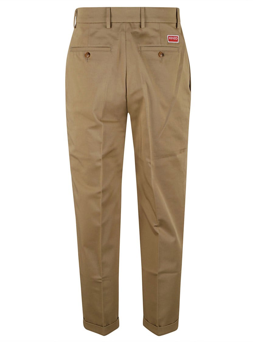 Kenzo Tailored Beige Trousers With Button Closure Neutraal